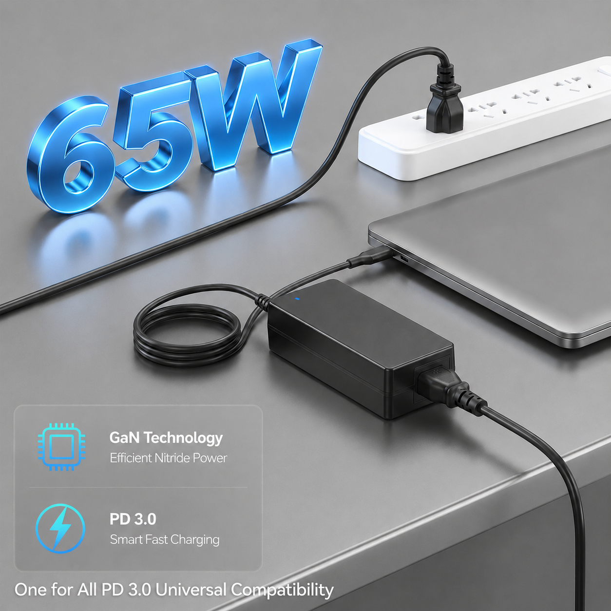 65W GaN Laptop-Netzteil mit PD 3.0 2