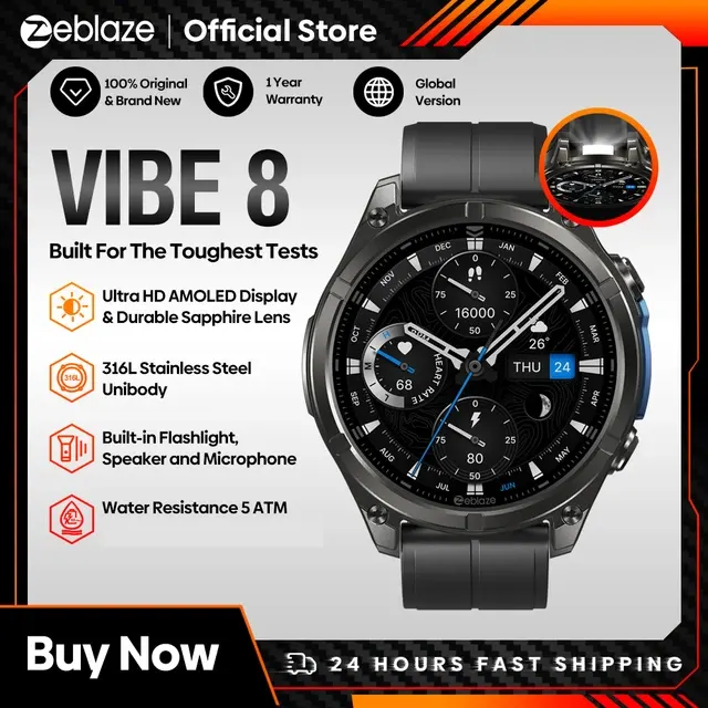 Smartwatch mit Anrufen, Taschenlampe und Blutdruck 1