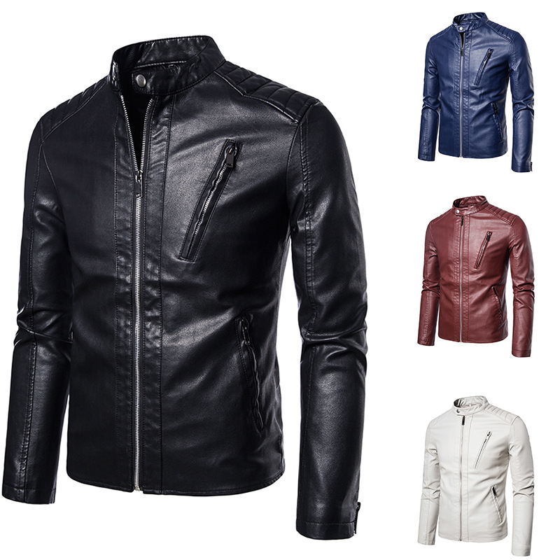 Schmale Herren-Motorradlederjacke im Jugendstil 2