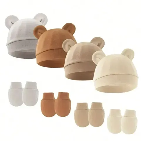 Baby-Mütze mit Handschuhen