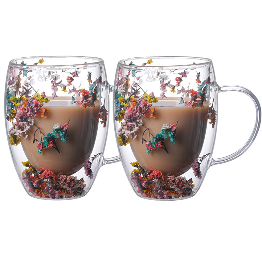 Doppelwandige Glastasse mit Henkel im Chinastil 4