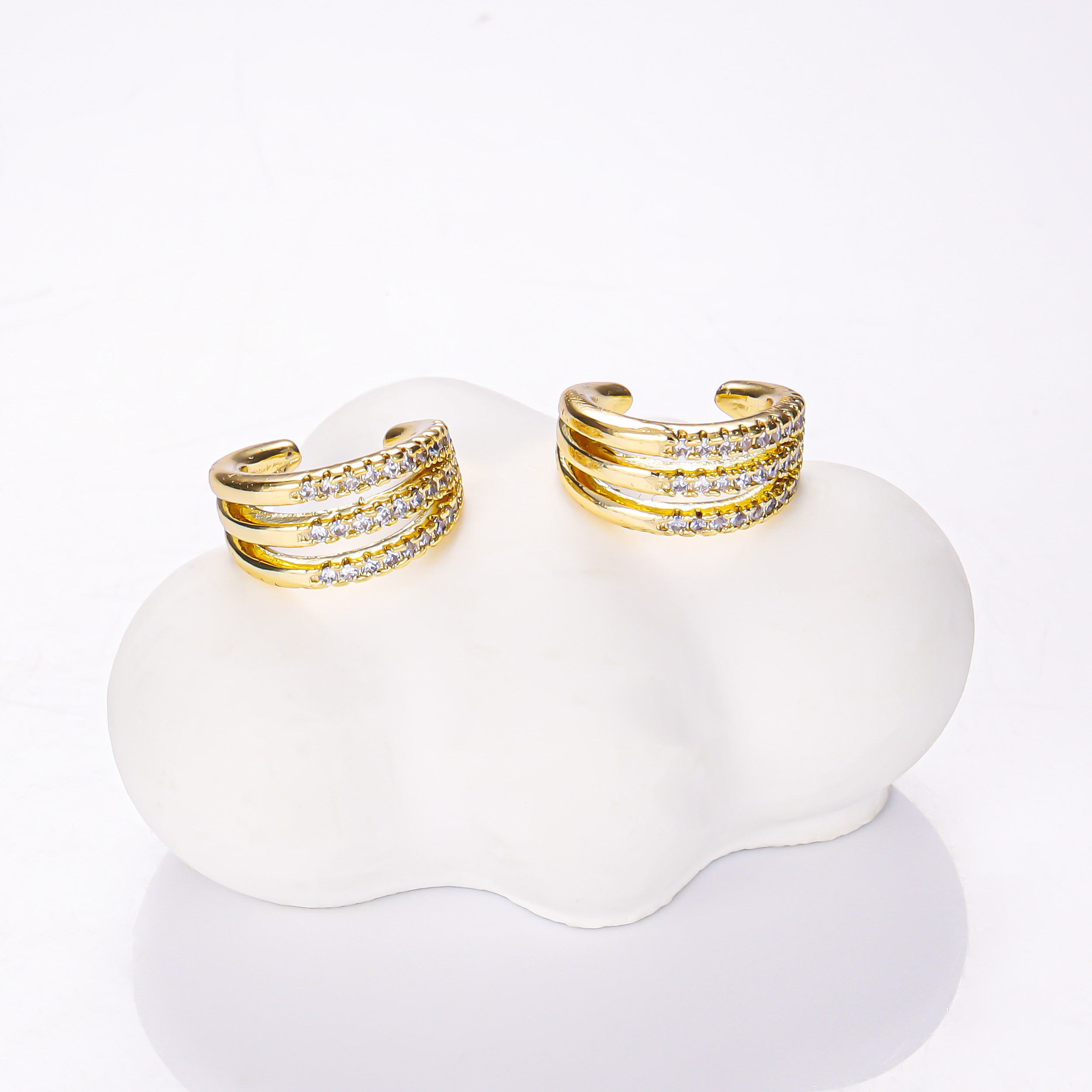 14K Vergoldete Zirkonia Ohrclips ohne Piercing 3
