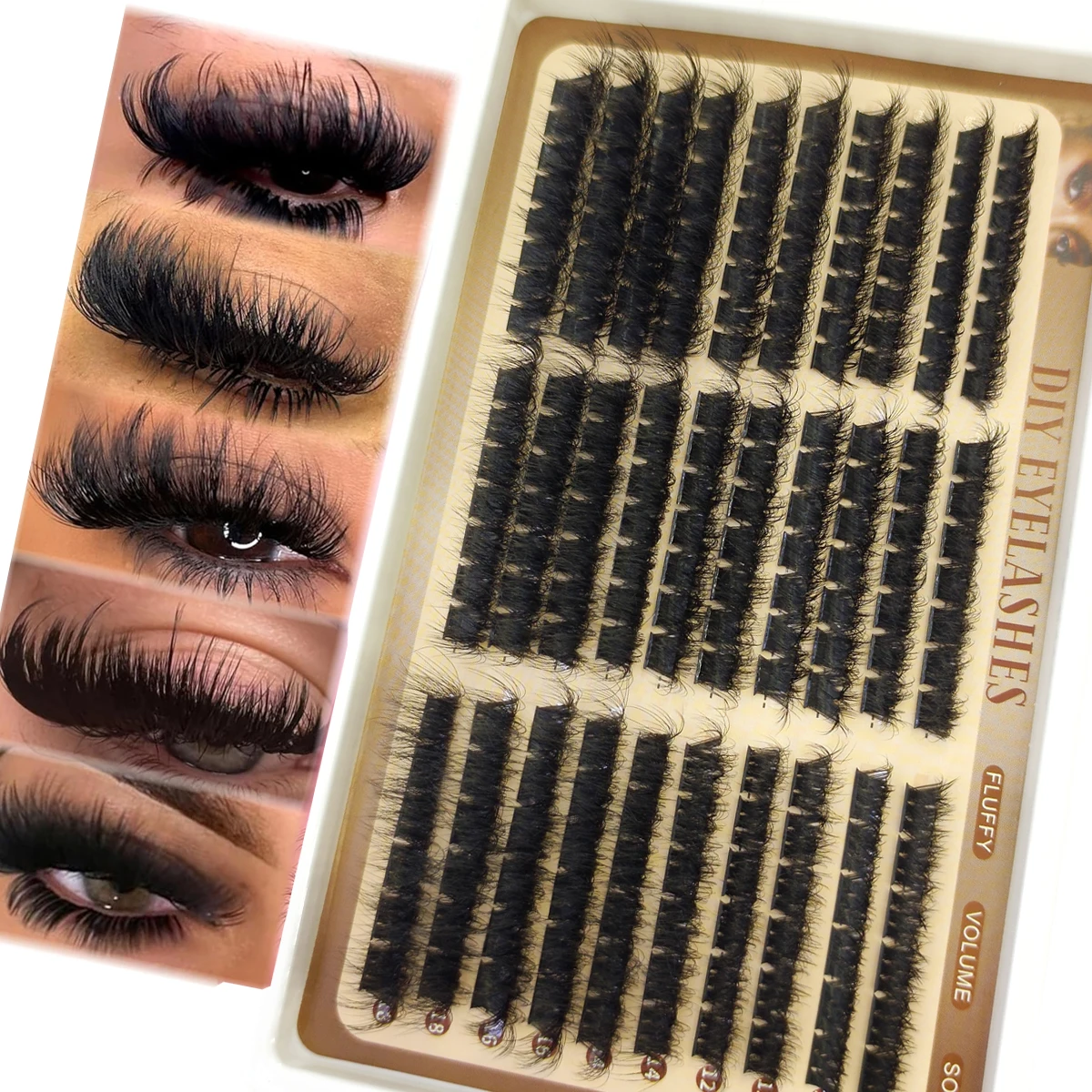 Flauschige Wimpernbüschel mit 30 Reihen