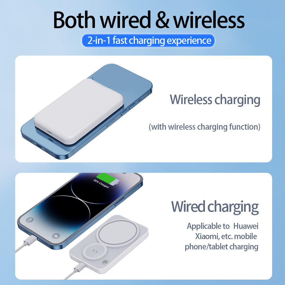 Ultraschlanke Mini-Powerbank 5000mAh mit Magnet 4