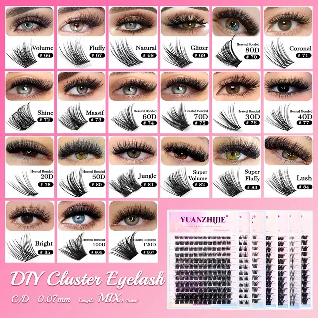144 segmentierte Nerz-Cluster-Wimpern C/D-Curl 2