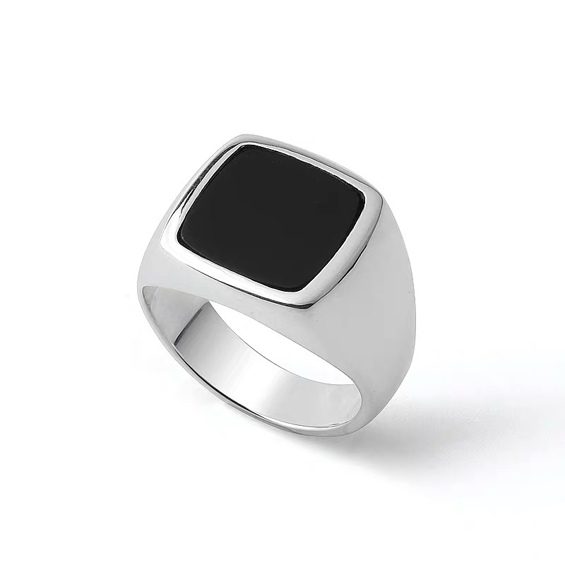 Herrensiegelring aus 925er Silber mit Onyx