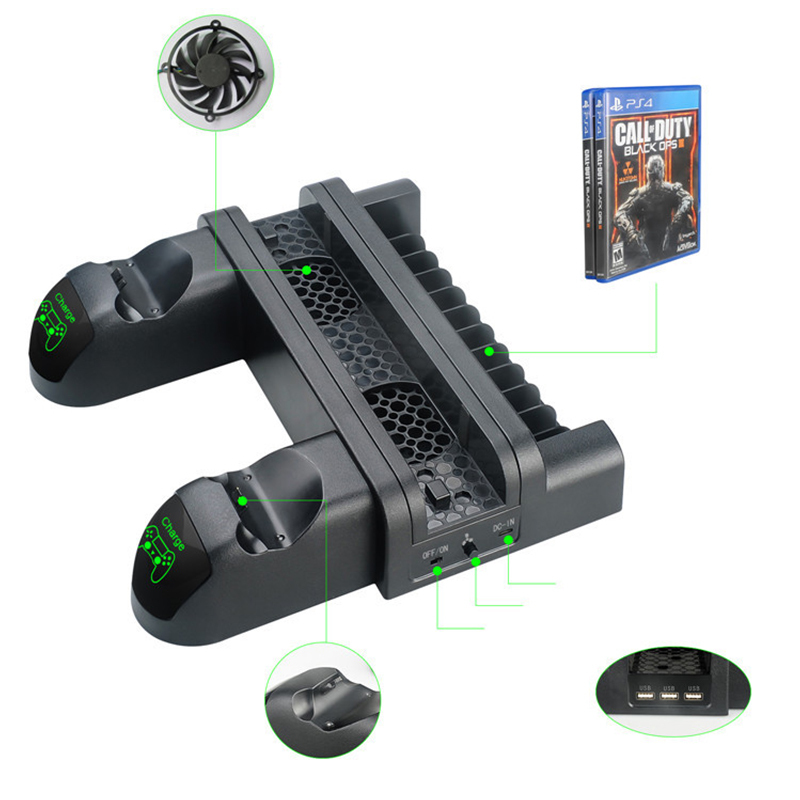 3-in-1 PS4 Ladestation mit Kühllüfter