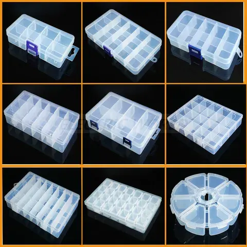 Transparente Schraubenbox mit Fächern
