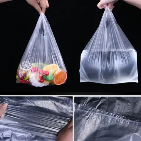 Transparente Einkaufstaschen mit Griffen, 100er-Pack