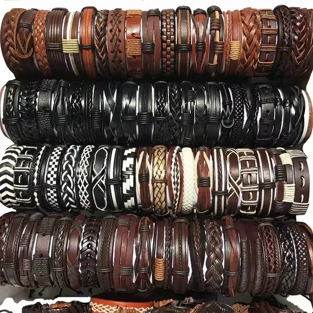 Geflochtenes Wickel-Lederarmband-Set, 20 Stück 2
