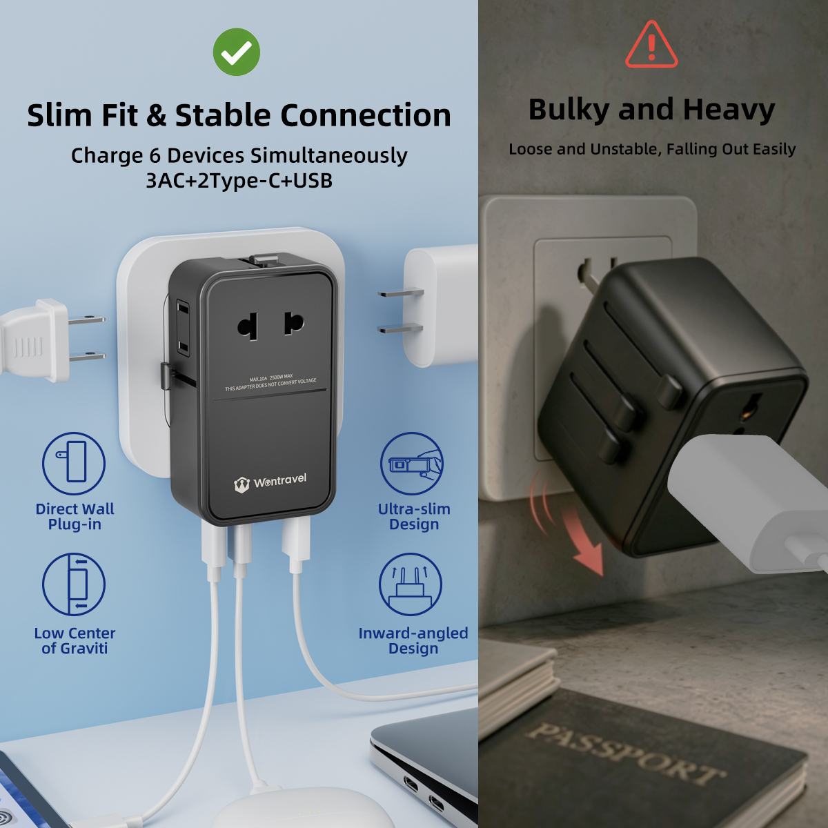 Ultraflacher 70W GaN USB-C Reiseadapter 4