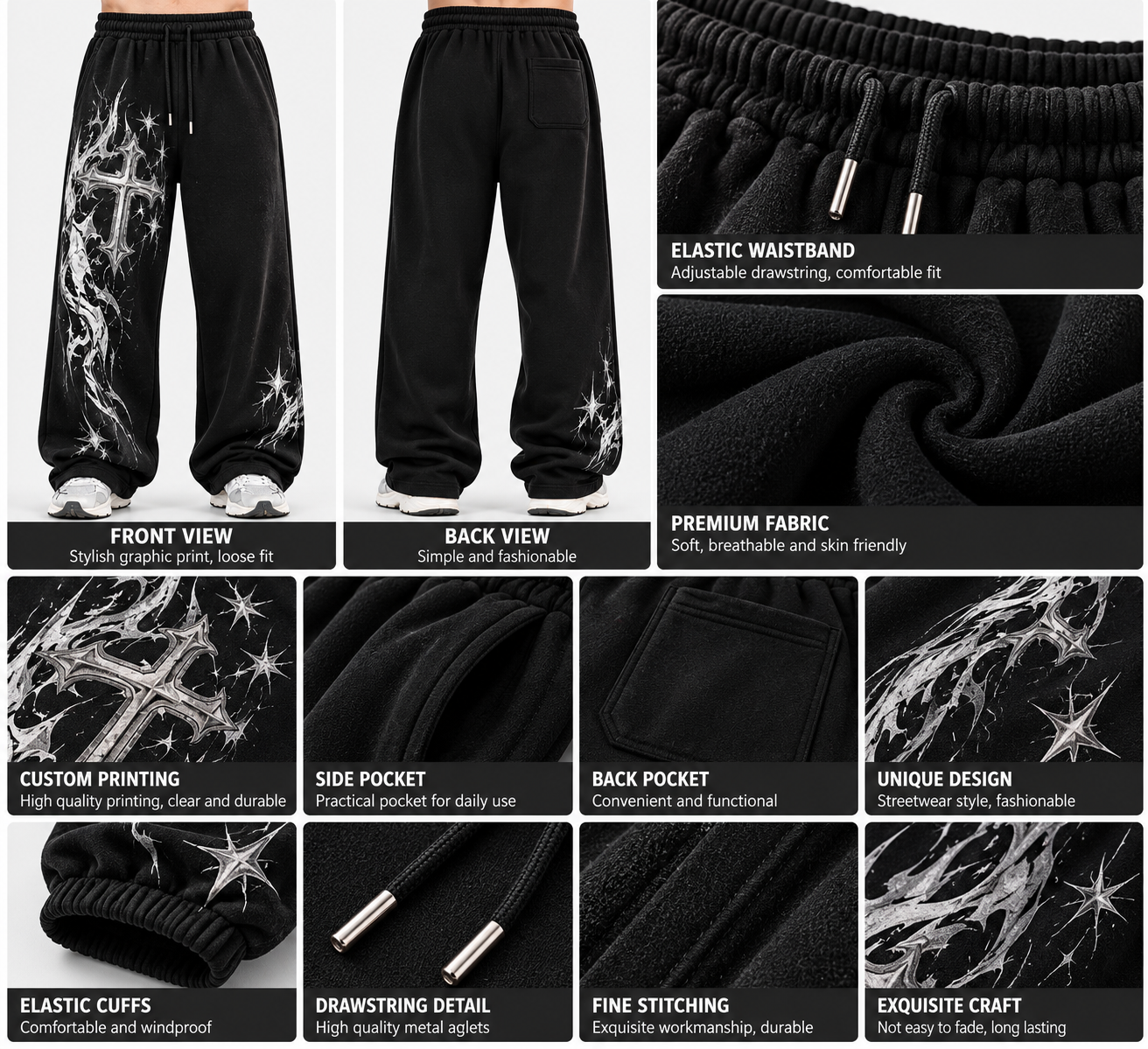 Oversize Jogginghose Herren Streetwear Baggy 3