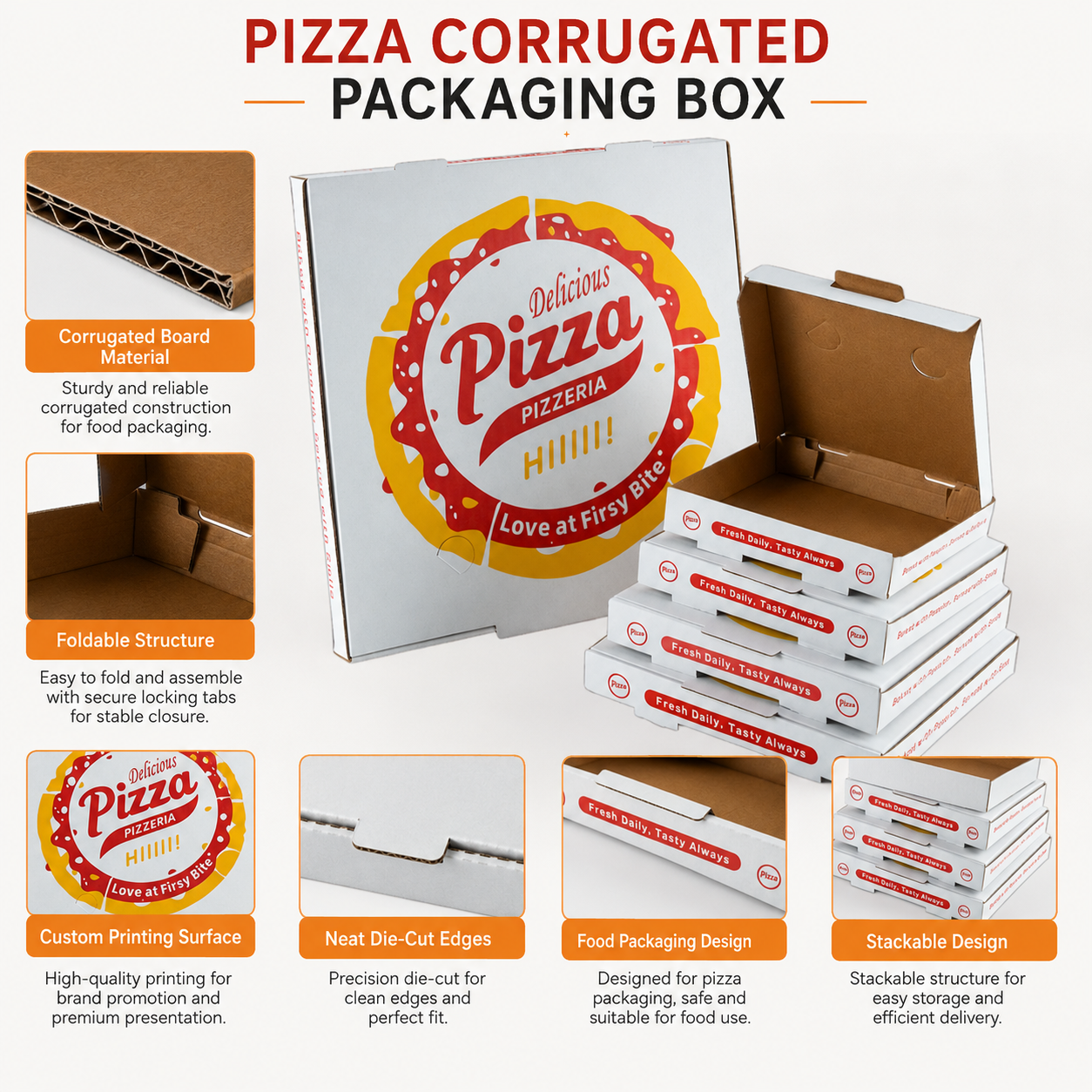 Weißer Wellpappkarton für Pizzeria 2