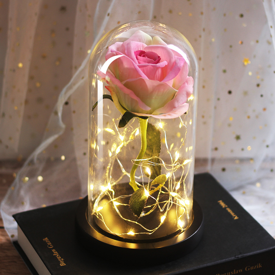 Leuchtender Glas-Ornament mit Rosen-Simulation