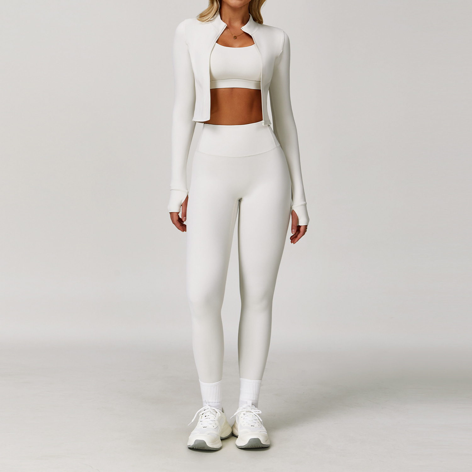 Damen Yoga-Set mit Langarmjacke und Leggings 4