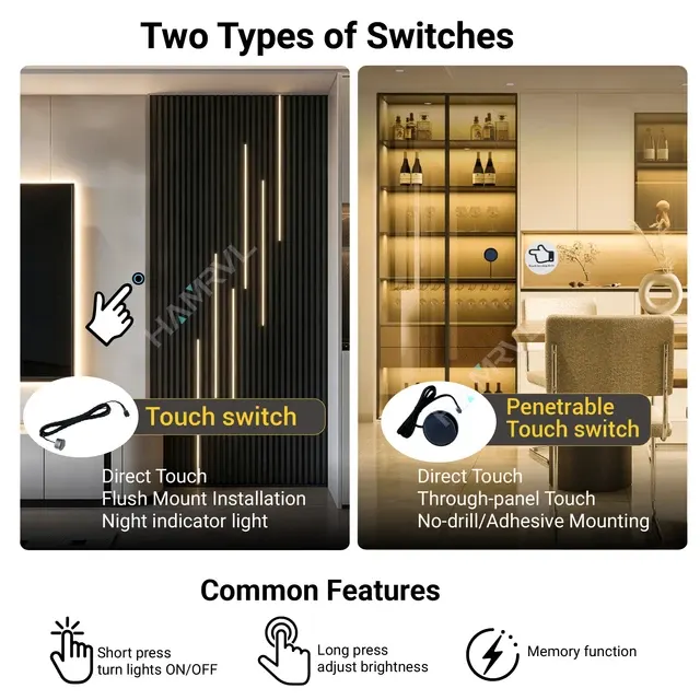 Selbstklebender Touch-Dimmer COB-LED-Streifen Schwarz 3