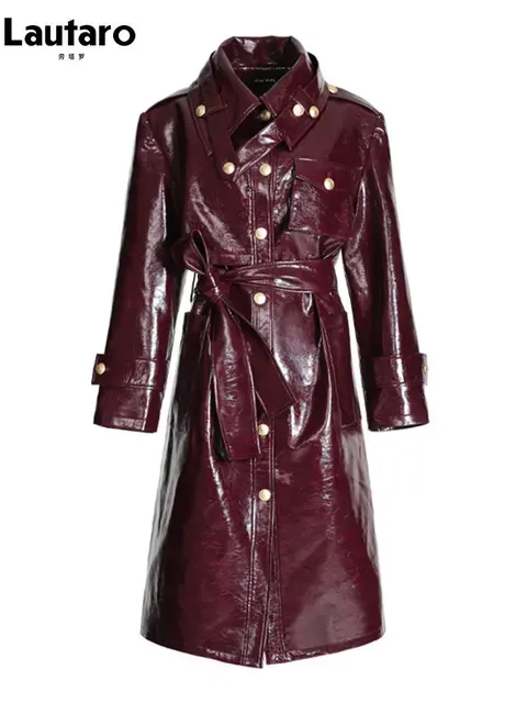 Glänzender Kunstleder-Trenchcoat 3