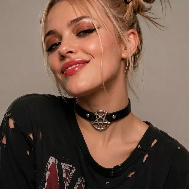 Gothic-Punk-Halsband aus Kunstleder mit O-Ring 4