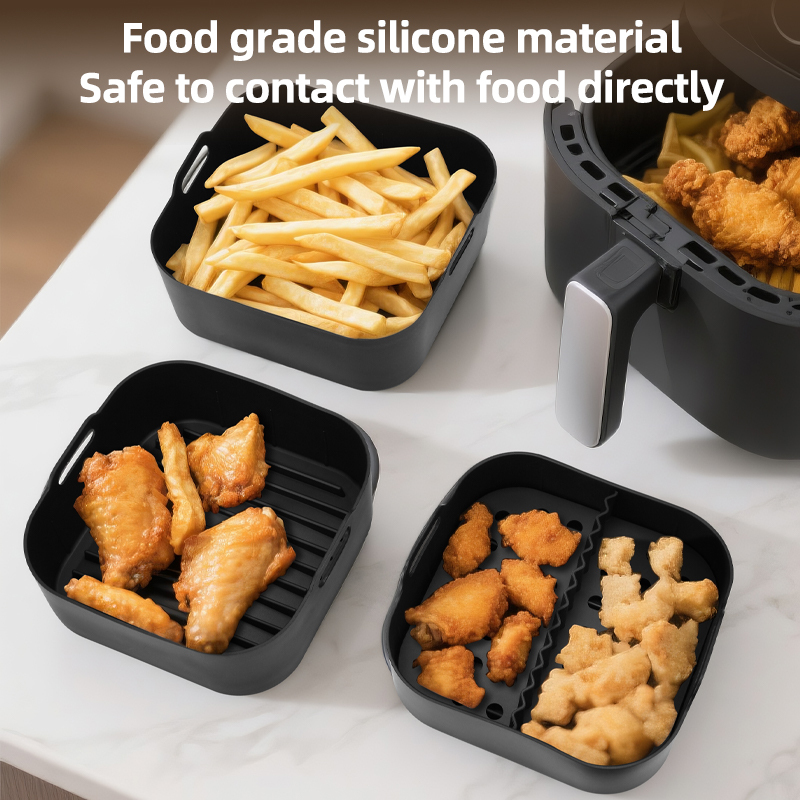 Wiederverwendbare Silikon Airfryer Liner Eckig 4