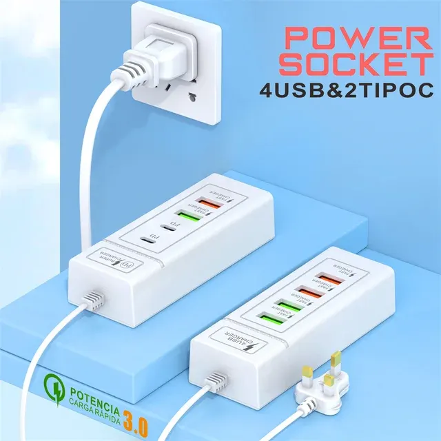 USB-C Mehrfach-Ladegerät mit EU/US/UK-Stecker 2