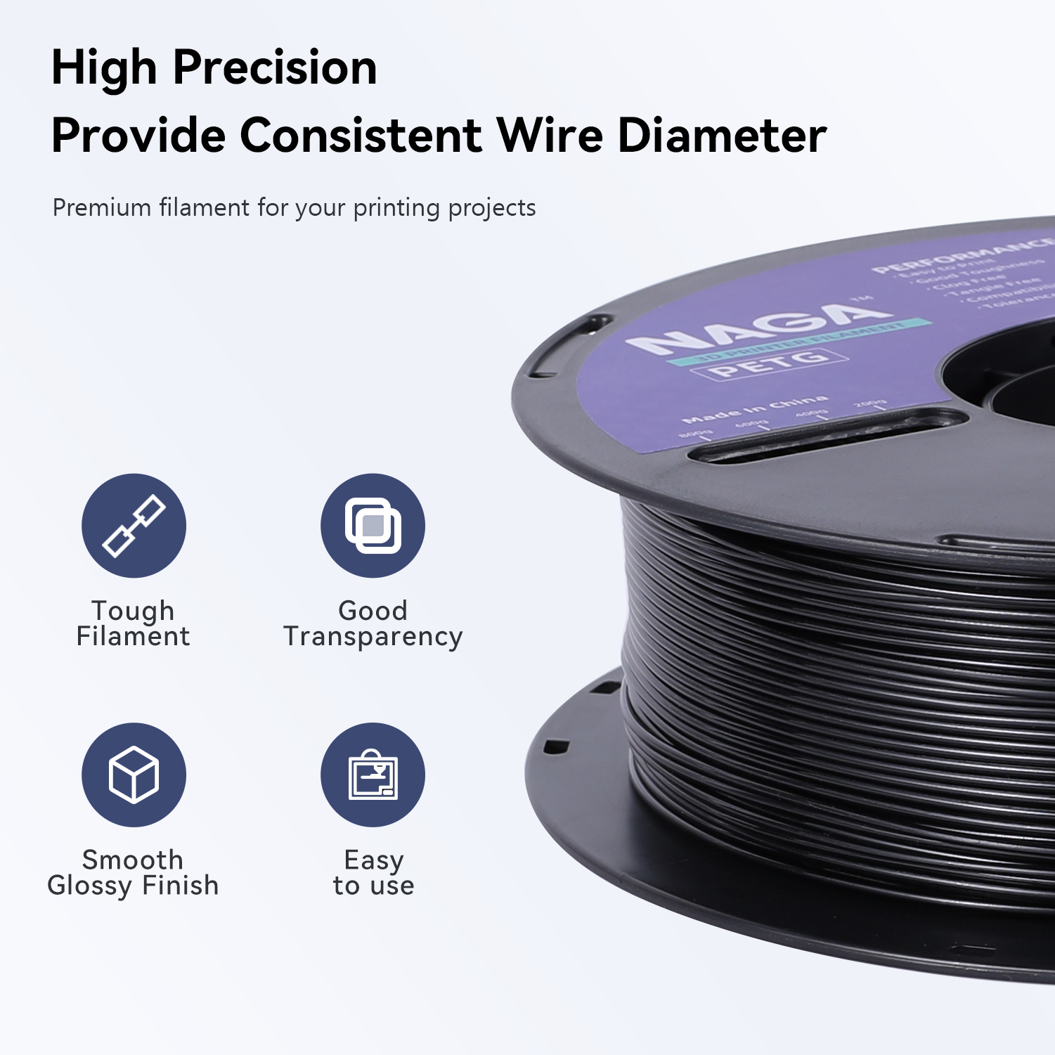 Klares PETG 3D-Druckfilament 1,75 mm schlagfest 2