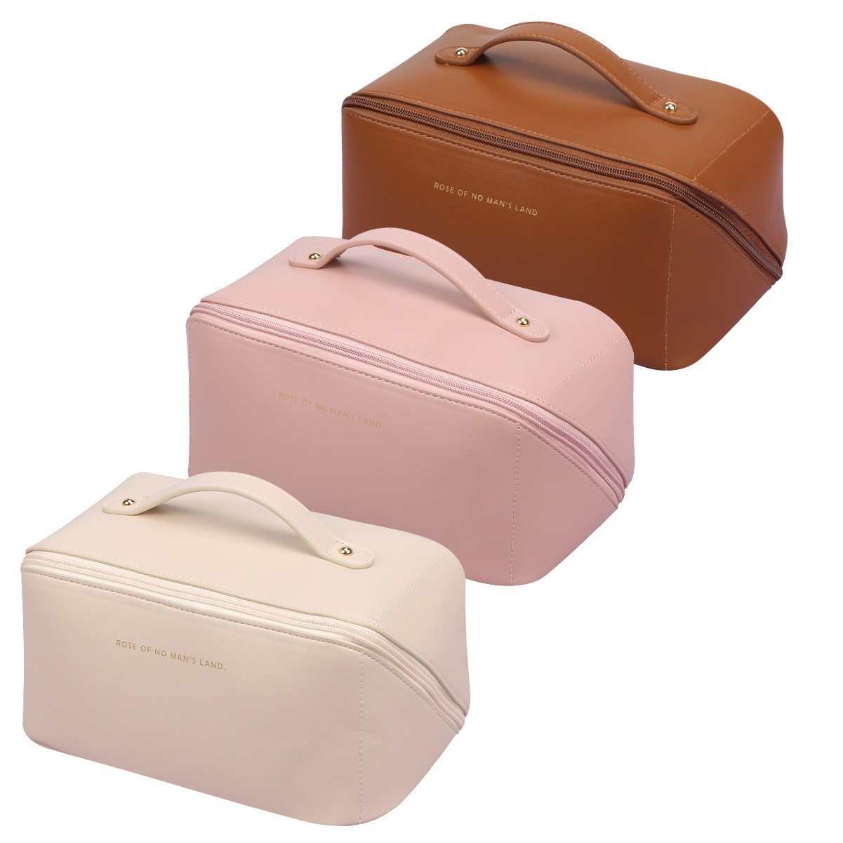 Schwarze Leder Kosmetiktasche für Damen