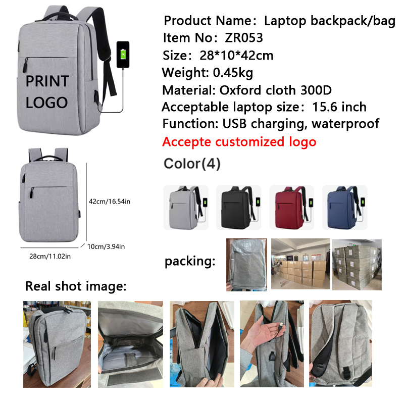 Wasserdichter 15 Zoll Laptop Rucksack USB 2
