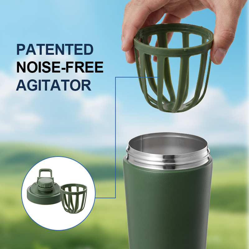 Doppelwandiger Edelstahl-Protein-Shaker 750 ml mit Fach 2