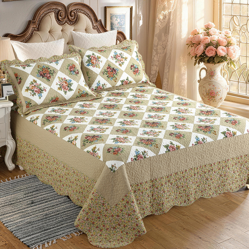 Baumwoll Wendesteppdecke Patchwork 3-teilig 2