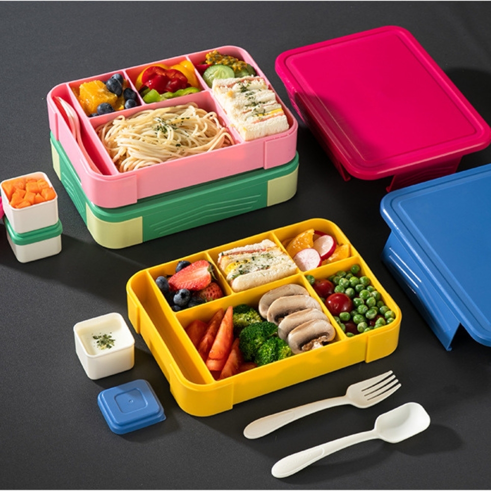 Silikon Bento Lunchbox mit Besteck für Kinder