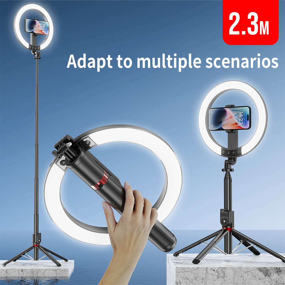 LED-Ringlicht 2,3m mit Stativ und Selfie-Stick 3
