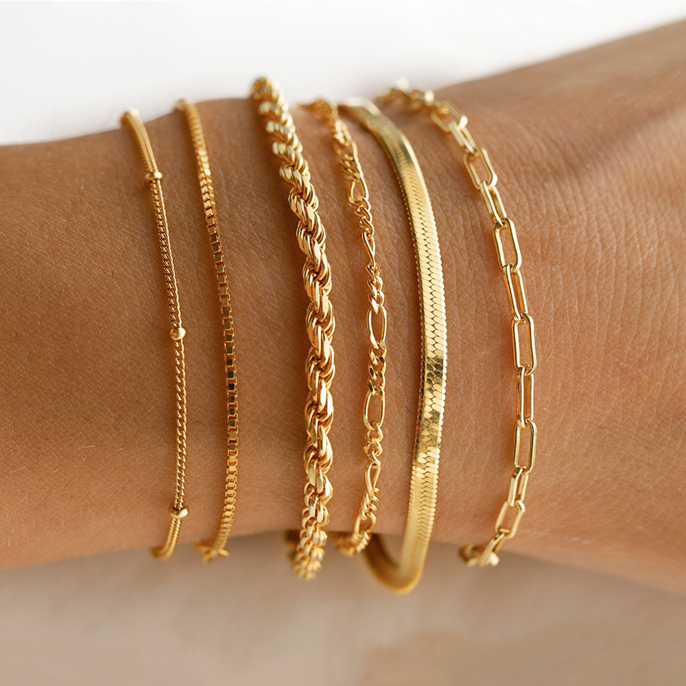 Minimalistisches Edelstahl Gliederarmband vergoldet 2