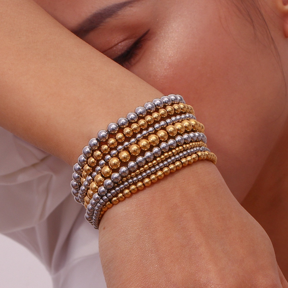 Edelstahl Perlenarmband mit 18K Gold Beschichtung 3