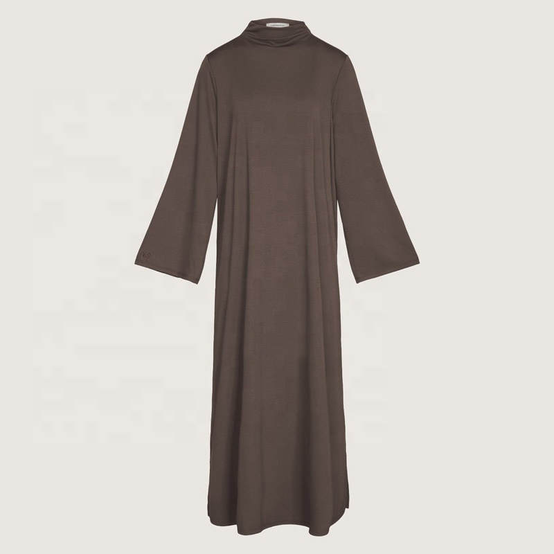 Hochgeschlossenes Abaya-Maxikleid in Uni 2