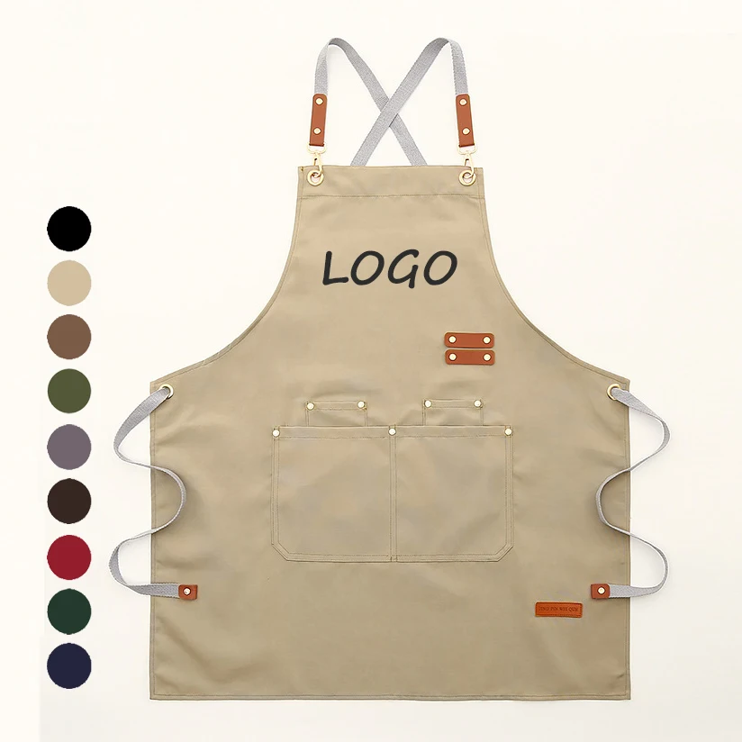 Verstellbare Kreuzrücken-Canvasschürze mit Taschen