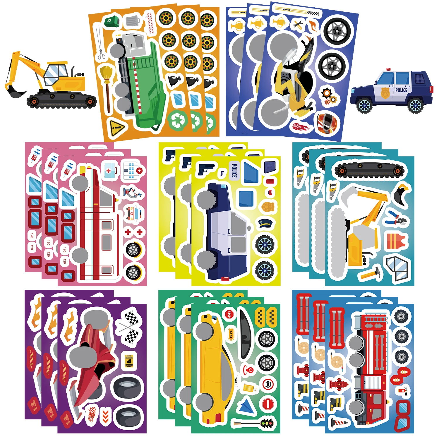 Fahrzeug-Puzzle-Aufkleber-Set für Kinder