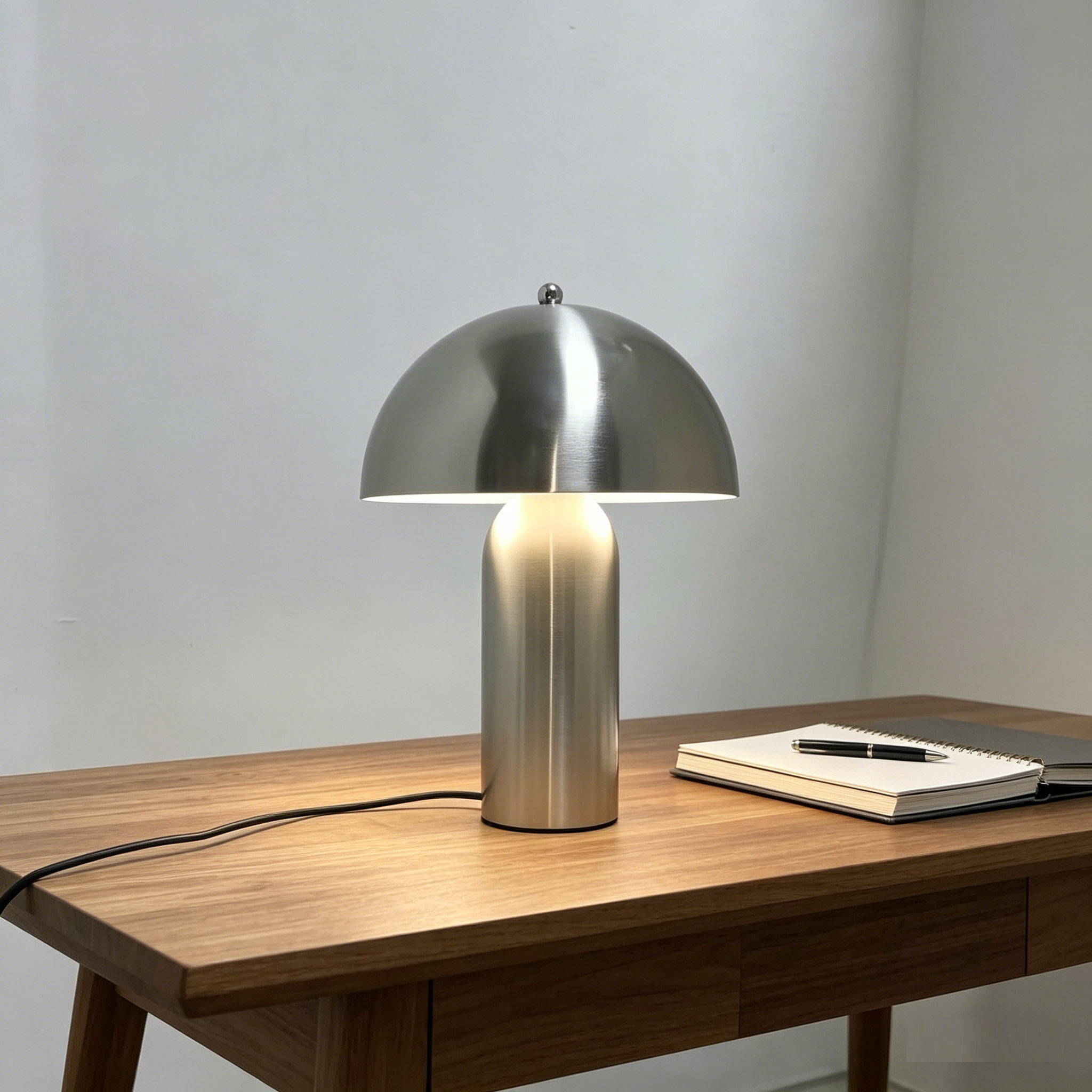 Pilz Tischlampe Gebürstetes Nickel Metall 3