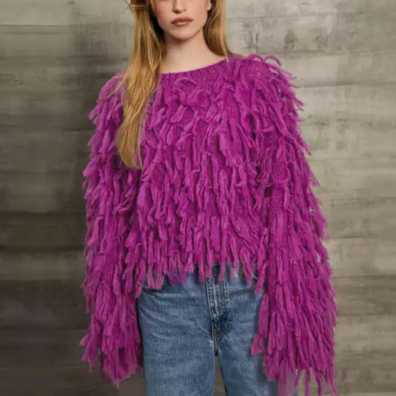 Damen Quastenpullover