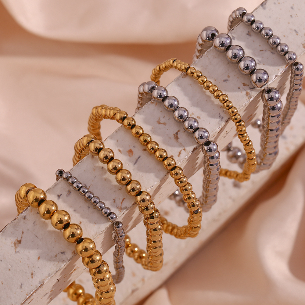 Edelstahl Perlenarmband mit 18K Gold Beschichtung 2