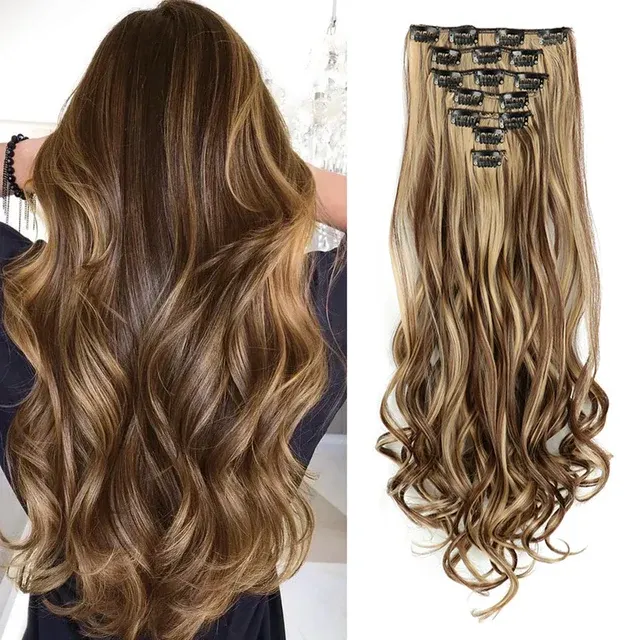 Clip-in Haarverlängerungen Lockig, 7 Stück, 56 cm 2