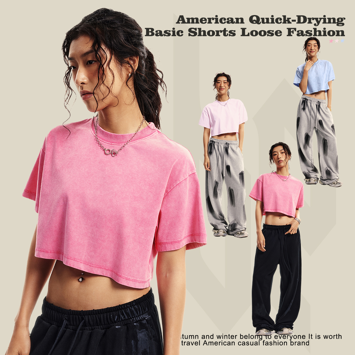 Vintage Damen Crop-Top Acid Wash 230gsm 4