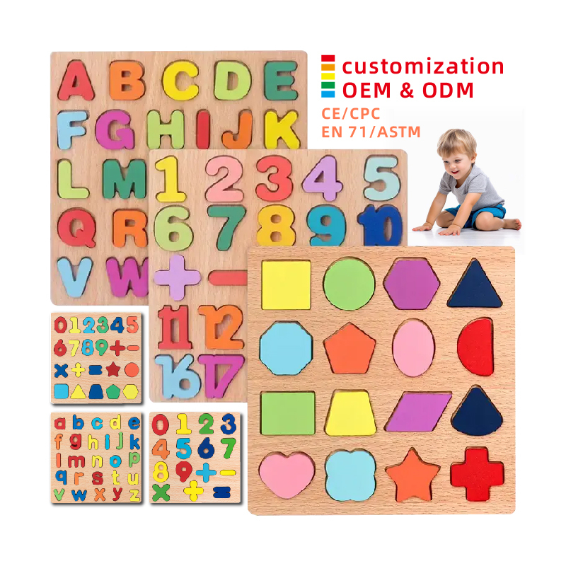 Montessori Holzpuzzle mit Zahlen und Buchstaben