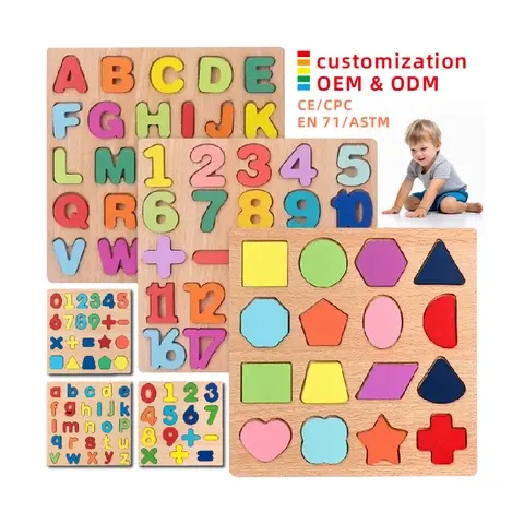 Montessori Holzpuzzle mit Zahlen und Buchstaben