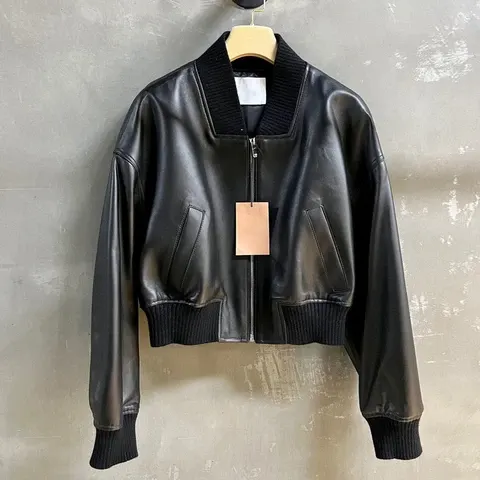 kurze Schaffell-Lederjacke