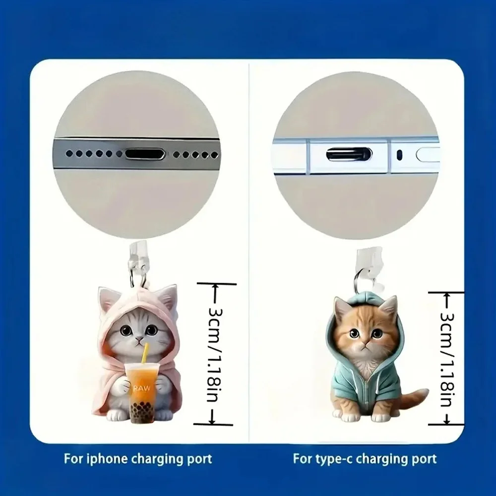 Niedlicher 3D-Katzen-Staubstecker-Anhänger 3