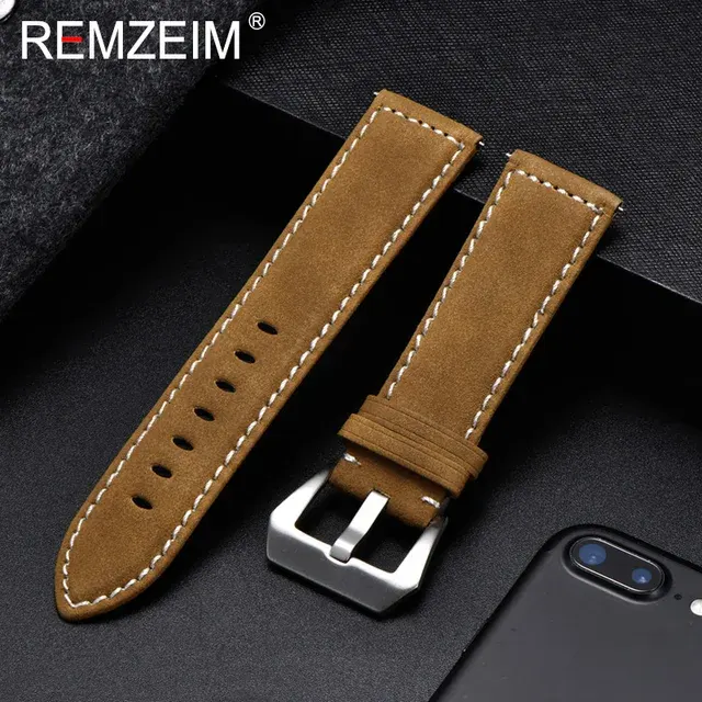 Mattes Echtleder Uhrenarmband in Schwarz, Blau, Braun 2