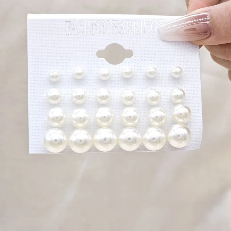 12-teiliges Damen-Ohrringset mit Perlenimitat 2