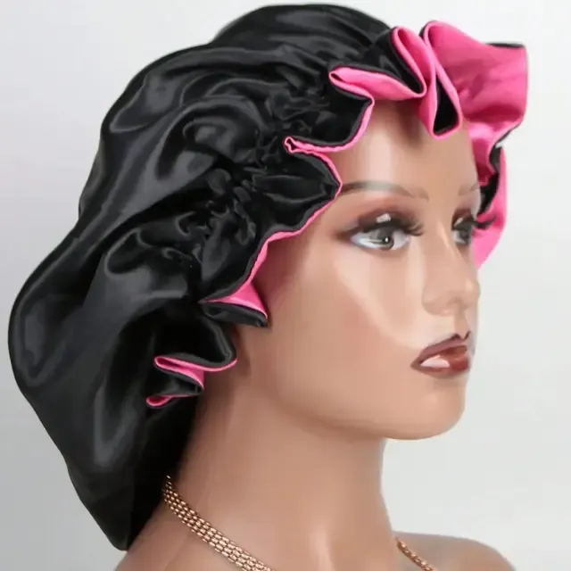 Satin-Schlafhaube zweifarbig wendbar 3