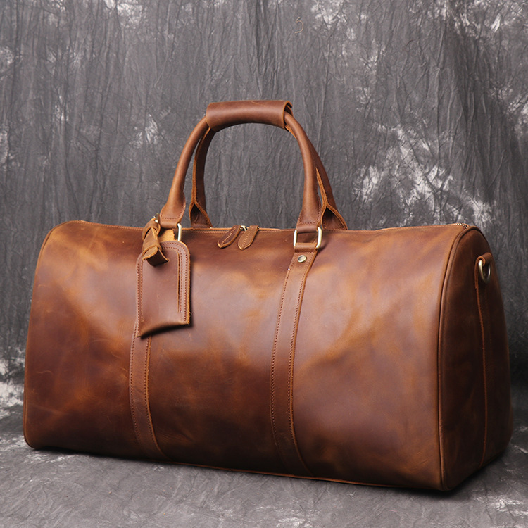 Wasserdichte Vintage Lederreisetasche mit Geometrie-Muster 4