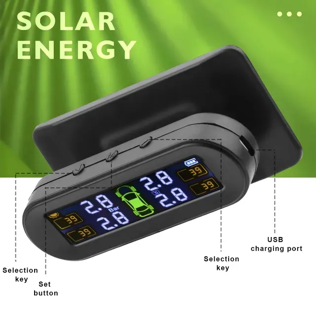 Solar-Reifendruckkontrolle mit Temperaturwarnung 3